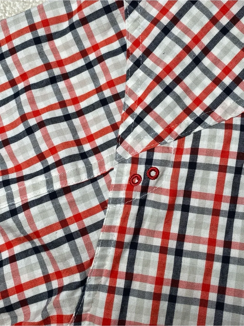 Rare Jordan Short Sleeve Plaid Button Up Shirt Men L Red Black White Streetwear